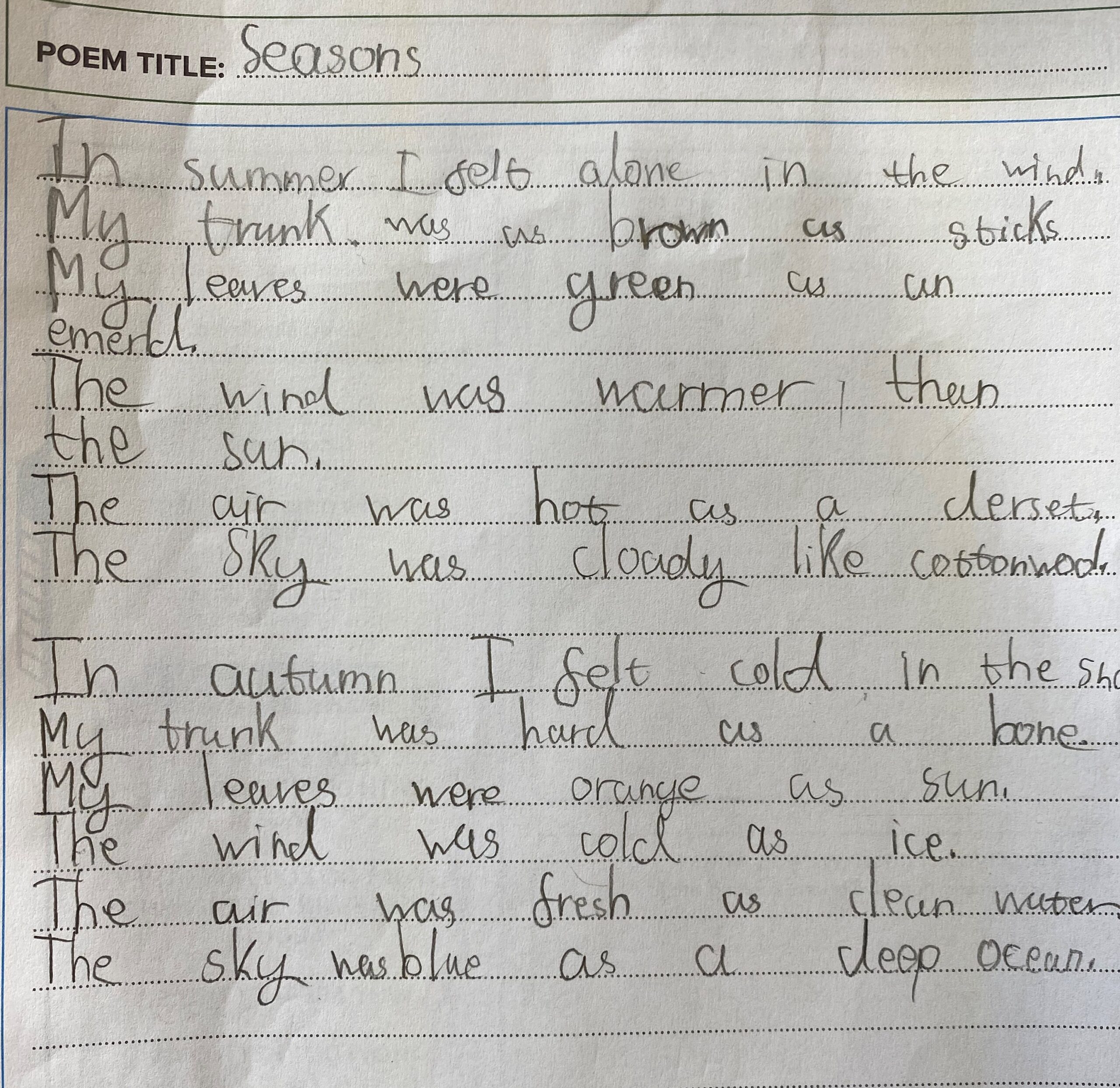 Y3 - Seasonal Poetry